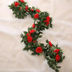 2.5m Artificial Flower Silk Rose Leaf Garland Vine Ivy Home Wedding Garden — Red — product view
