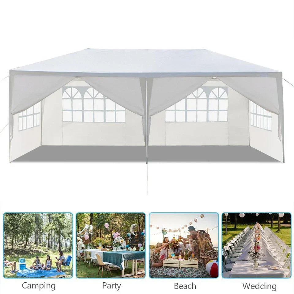 3x6M Gazebo Marquee Party Tent With 6 Sides Garden Patio Outdoor Canopy White UK — alternate product view 2