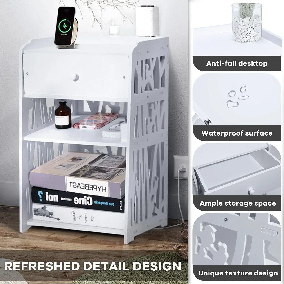 Bedside Table With White Drawer Cabinet — alternate product view 7