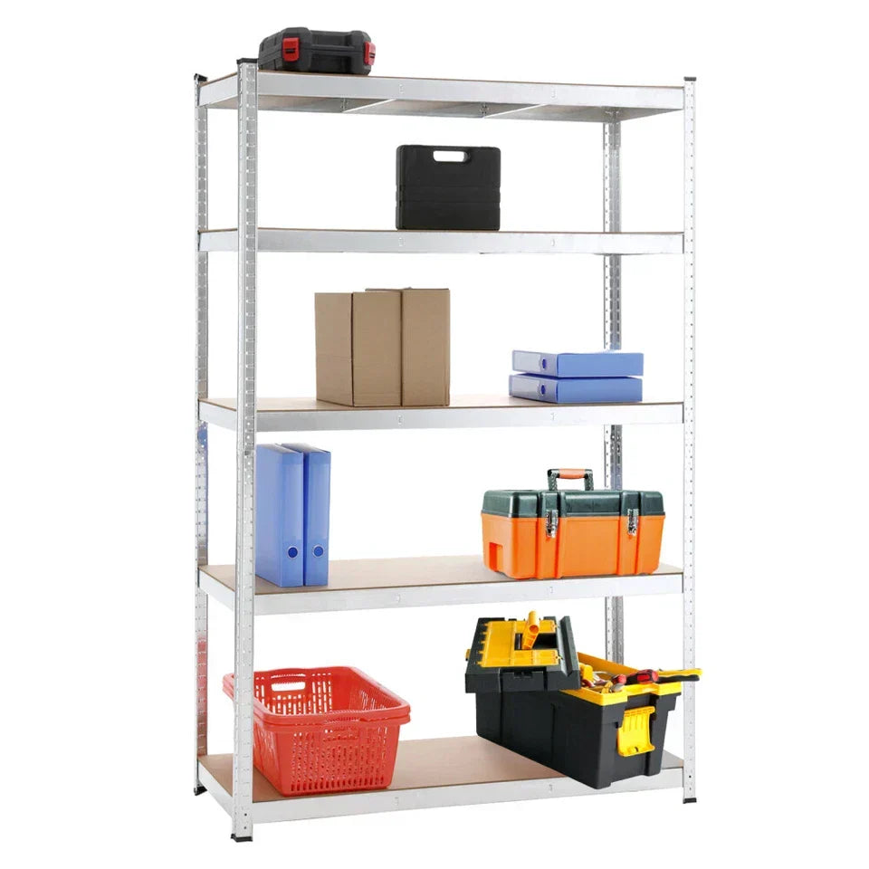 5 Tiers Shelving Units Warehouse Racking Shelf Steel Garage Unit 180x100x40CM — Silver — product view