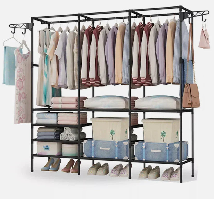 Clothes Rail Rack Garment Hanging Stand Shoe Storage Shelf Open Wardrobe — alternate product view 3