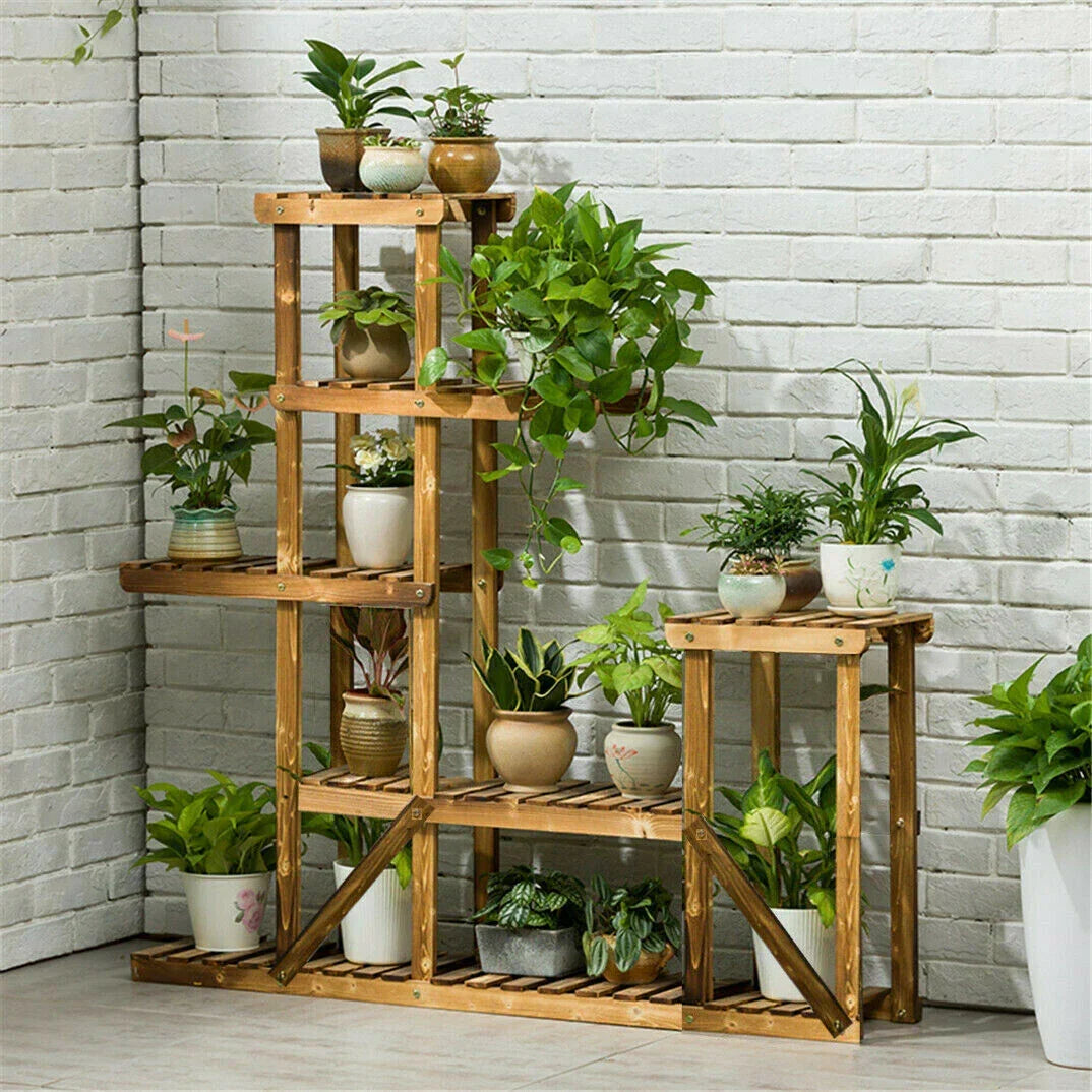 Wood Flower Display Plant Stand 5 Tier Corner Shelf Storage Rack Indoor Outdoor — alternate product view 3