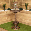 110cm Bronze Effect Resin Garden Bird Bath & Table with Solar Light — main product view