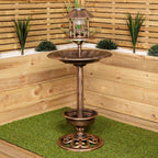 110cm Bronze Effect Resin Garden Bird Bath & Table with Solar Light — main product view