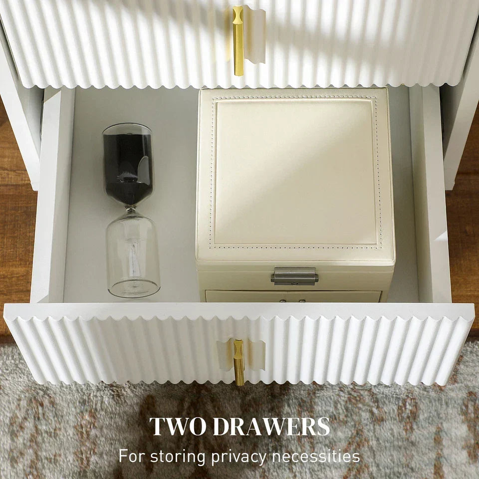 Bedside Table with 2 Drawers Gold Legs Side Table Nightstand Bedroom Furniture — alternate product view 5