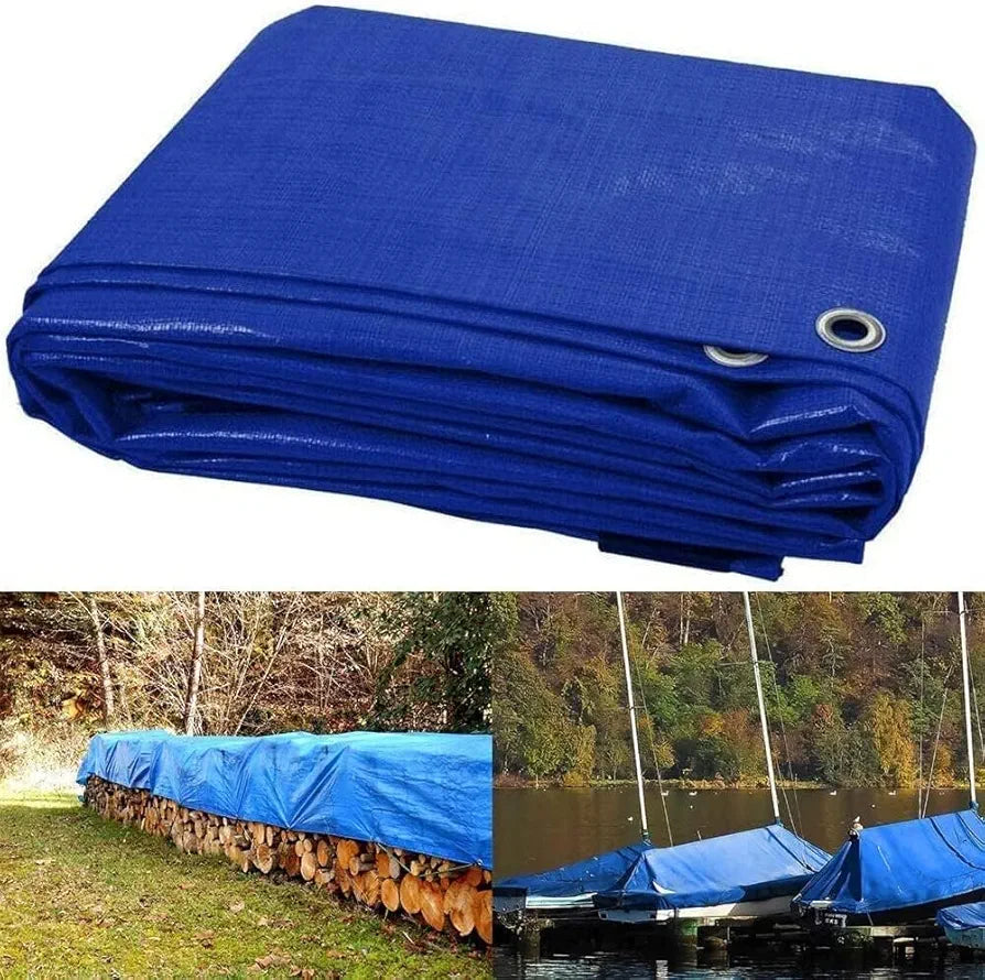 Heavy Duty Blue Tarpaulin Regular Waterproof Cover Tarp Ground Sheet All Sizes — alternate product view 2