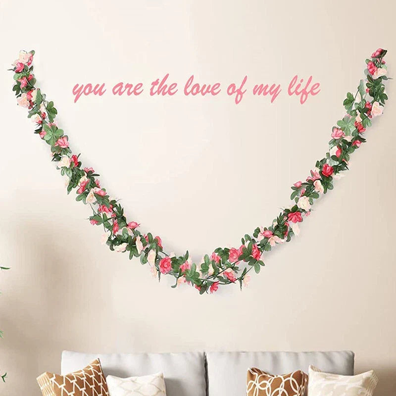 6pcs pink 48 FT Flower Garland Fake Rose Vine Artificial Flowers Hanging decor — alternate product view 6