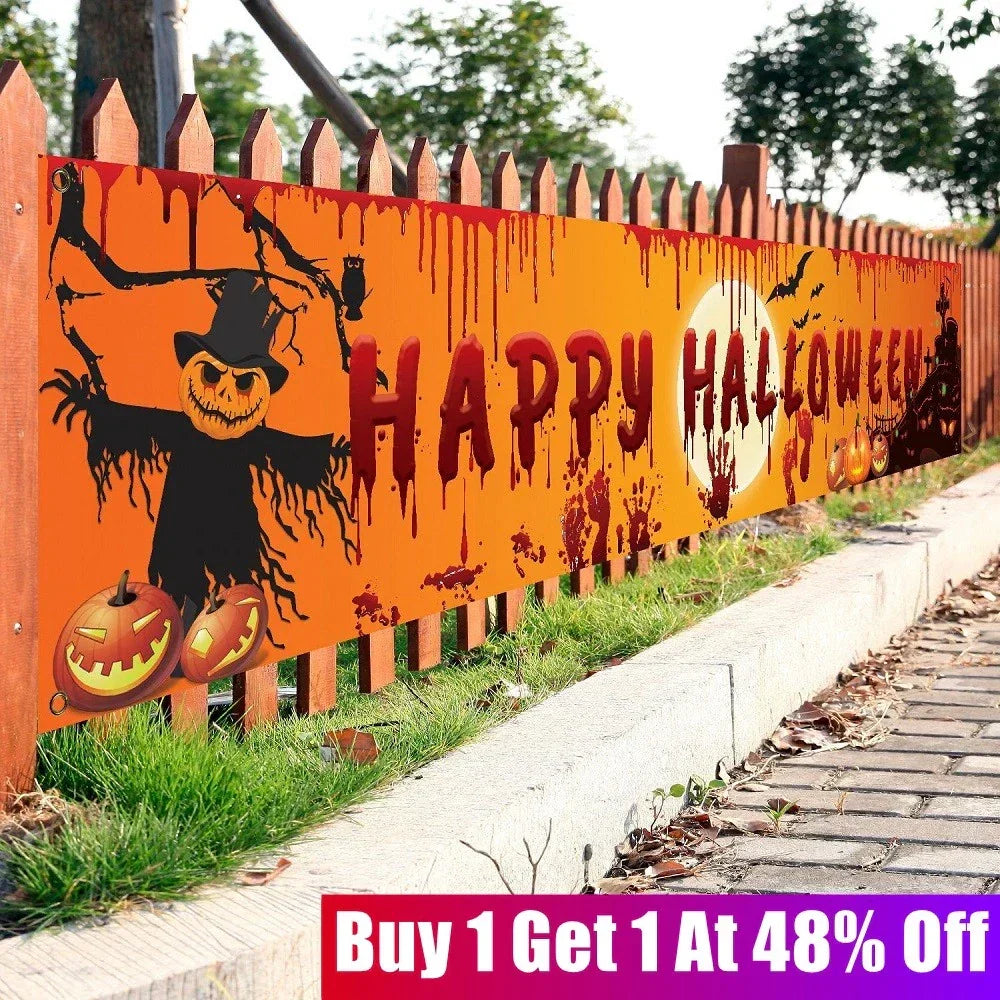 Happy Halloween Hanging Banner Flag Party Celebrate Foldable Home Outdoor Decor — alternate product view 2
