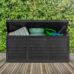 Black 320L Plastic Storage Box Garden Outdoor Shed Utility Cushion Chest Truck — alternate product view 2