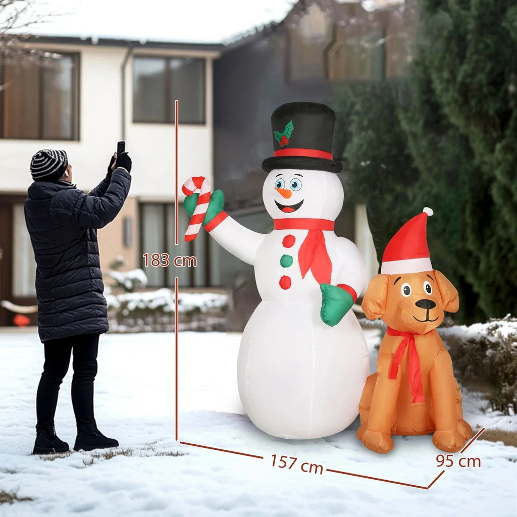 6FT Christmas Inflatables Snowman & Dog for Indoor Outdoor Decor — alternate product view 4