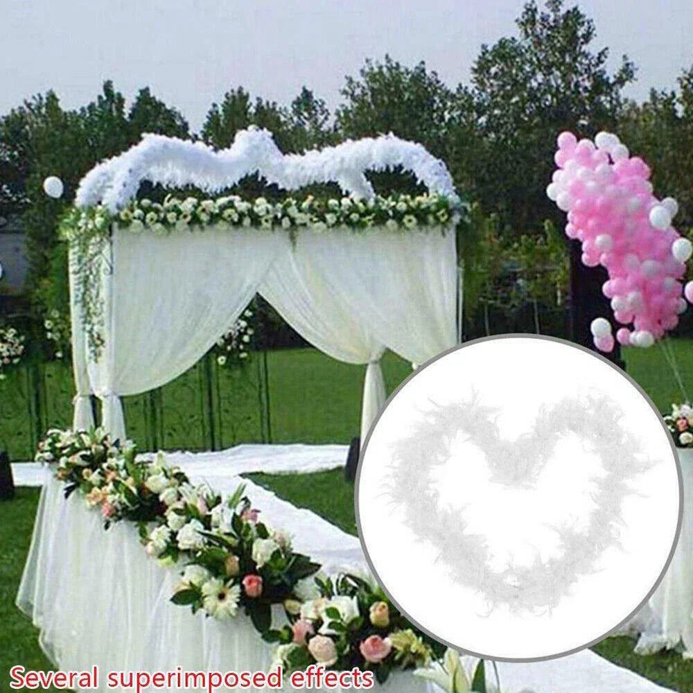2M Christmas Tree White Feather Boa Strip Xmas Ribbon Home Party Garland❀ — alternate product view 4