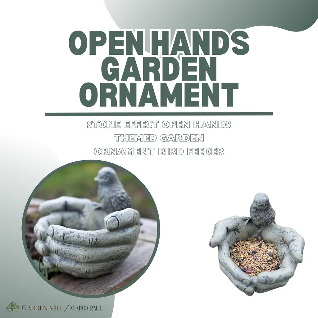 Bird Feeder Stone Effect Bath Garden Decor Hands Ornament Feeding Station Water — alternate product view 4