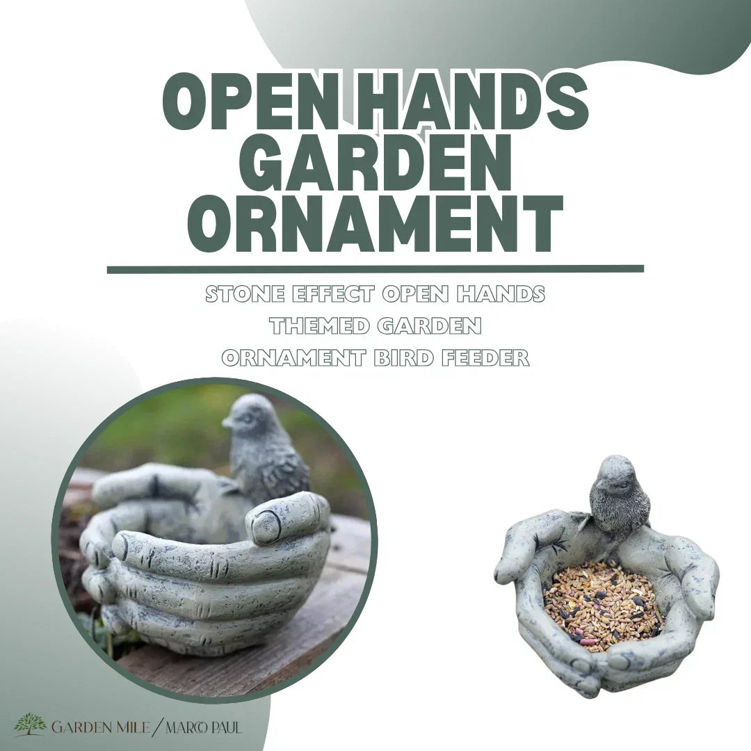 Bird Feeder Stone Effect Bath Garden Decor Hands Ornament Feeding Station Water — alternate product view 4