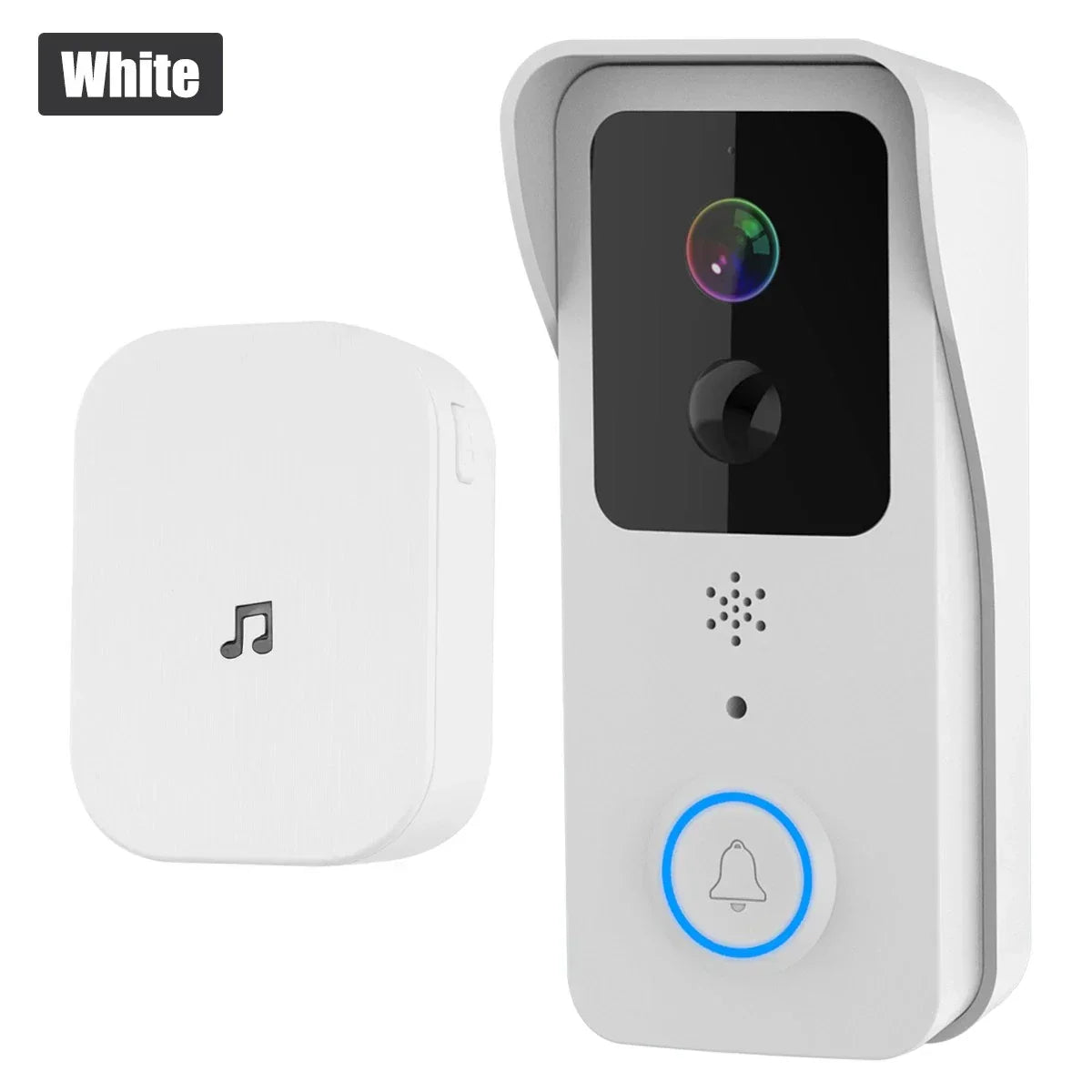 Wireless Smart WiFi Doorbell Video HD Camera Security Two-way Intercom Door Bell — White — product view