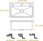 Single Bowl Workstation Sink Black Stainless Steel 50x45cm — on a clean white background