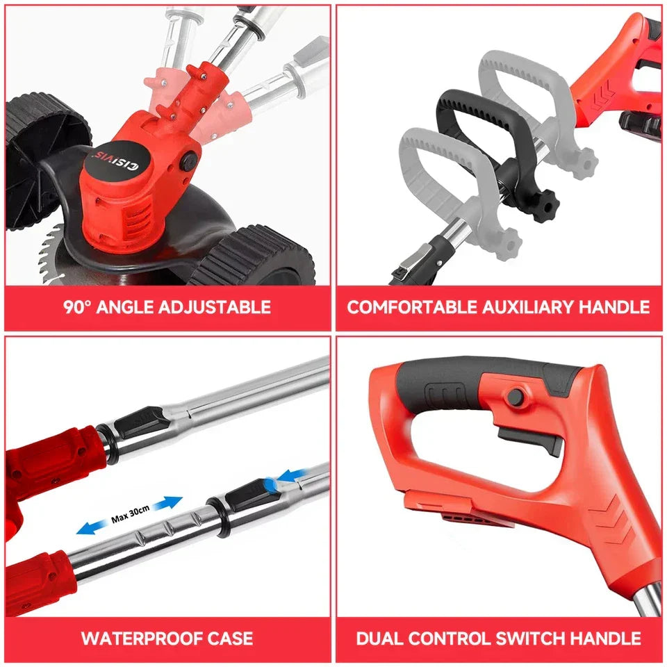 21V Cordless Electric Strimmer Grass Trimmer Weeder Garden Edger 2 Battery Wheel — alternate product view 4
