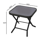 Garden Furniture Glass Top Side Table Patio Rattan Foldable Drinks Coffee Black — alternate product view 4