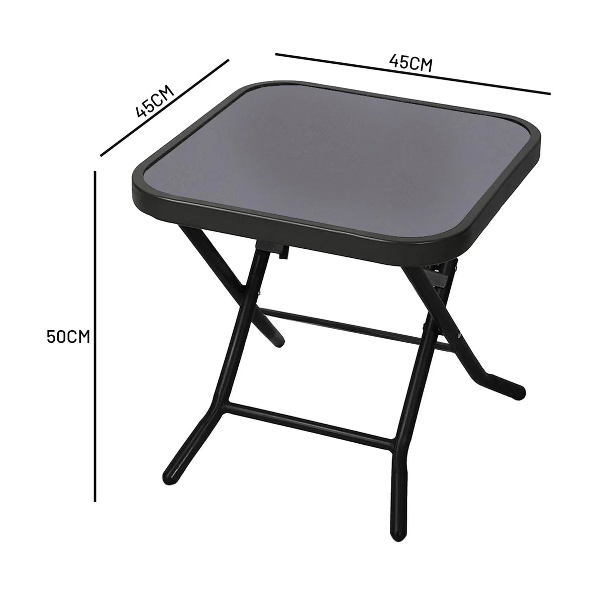 Garden Furniture Glass Top Side Table Patio Rattan Foldable Drinks Coffee Black — alternate product view 4