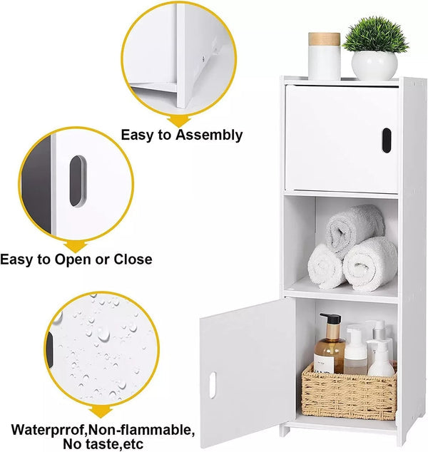 Waterproof Bathroom Storage Cabinet Free Standing Cabinet Organizer Unit White — alternate product view 5