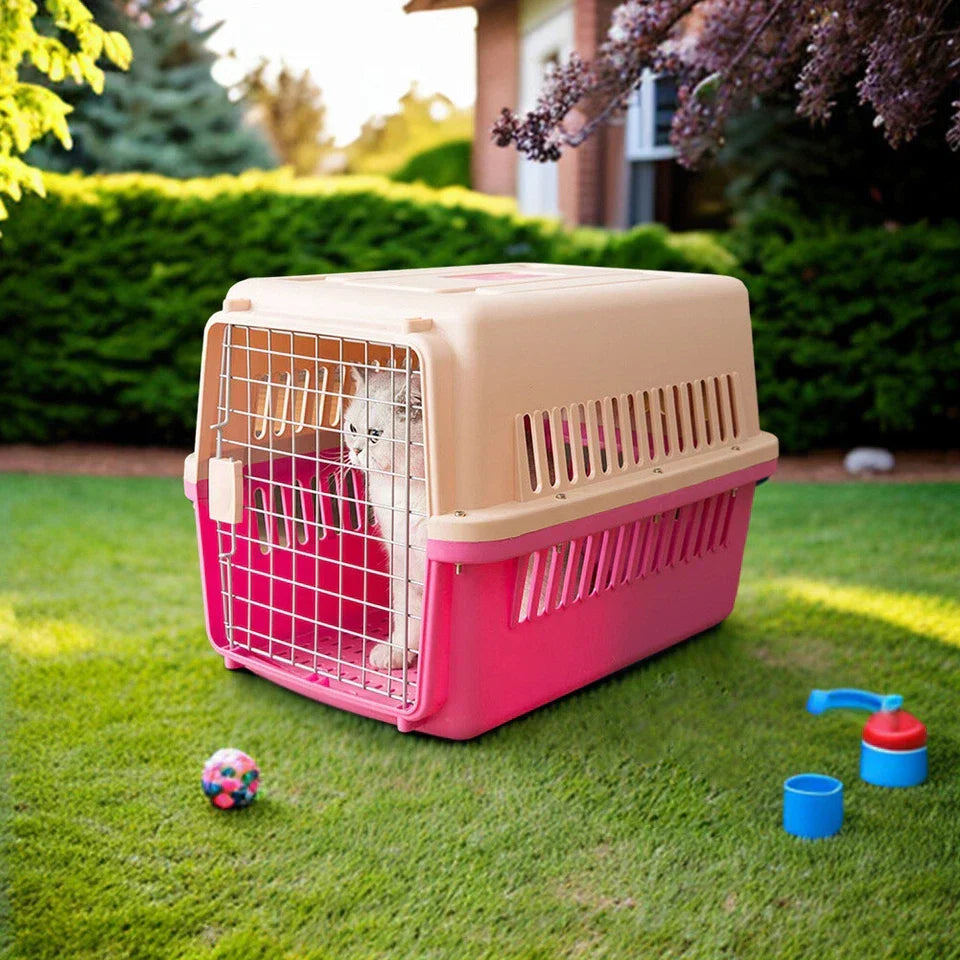 Extra Large Pet Carrier Cat Puppy Travel Cage Dog Carry Basket Transporter Box (Pink) — alternate product view 5