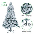 5/6FT Snow Flocked Christmas Tree Bushy Branch Xmas Home Decoration In&Outdoor — 5ft + 240 lights — product view