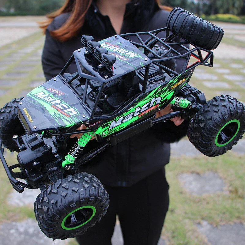 38CM RC Cars Large Remote Control Monster Truck 1/12 4WD Off-Road Xmas Kids Toy — Green 38CM ( 2 Batteries) — product view