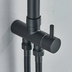Black Exposed Bathroom Shower Twin Head Large Bar Set Square Valve Rail Hose Tap — alternate product view 8