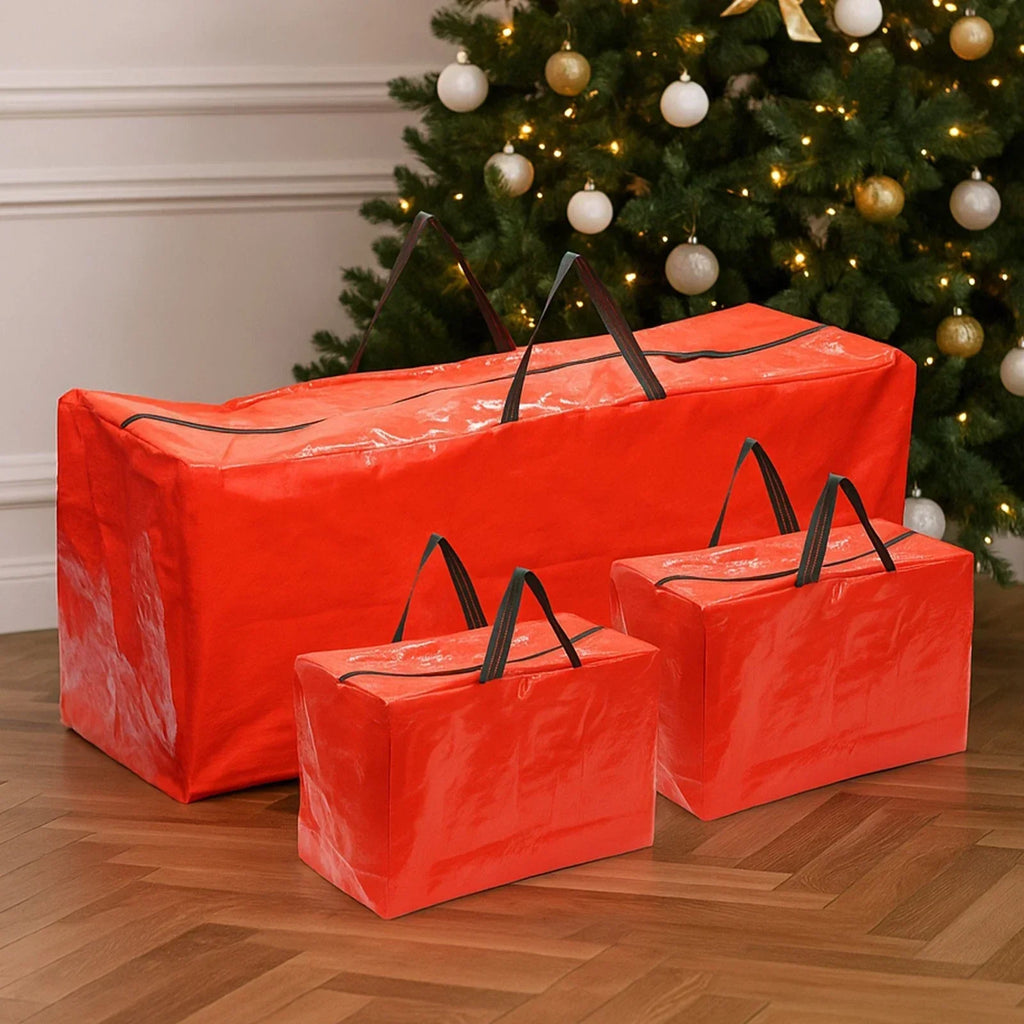 Christmas Storage Bags Xmas Tree Decorations Storage Zipper Bags with Handles x3 — main product view