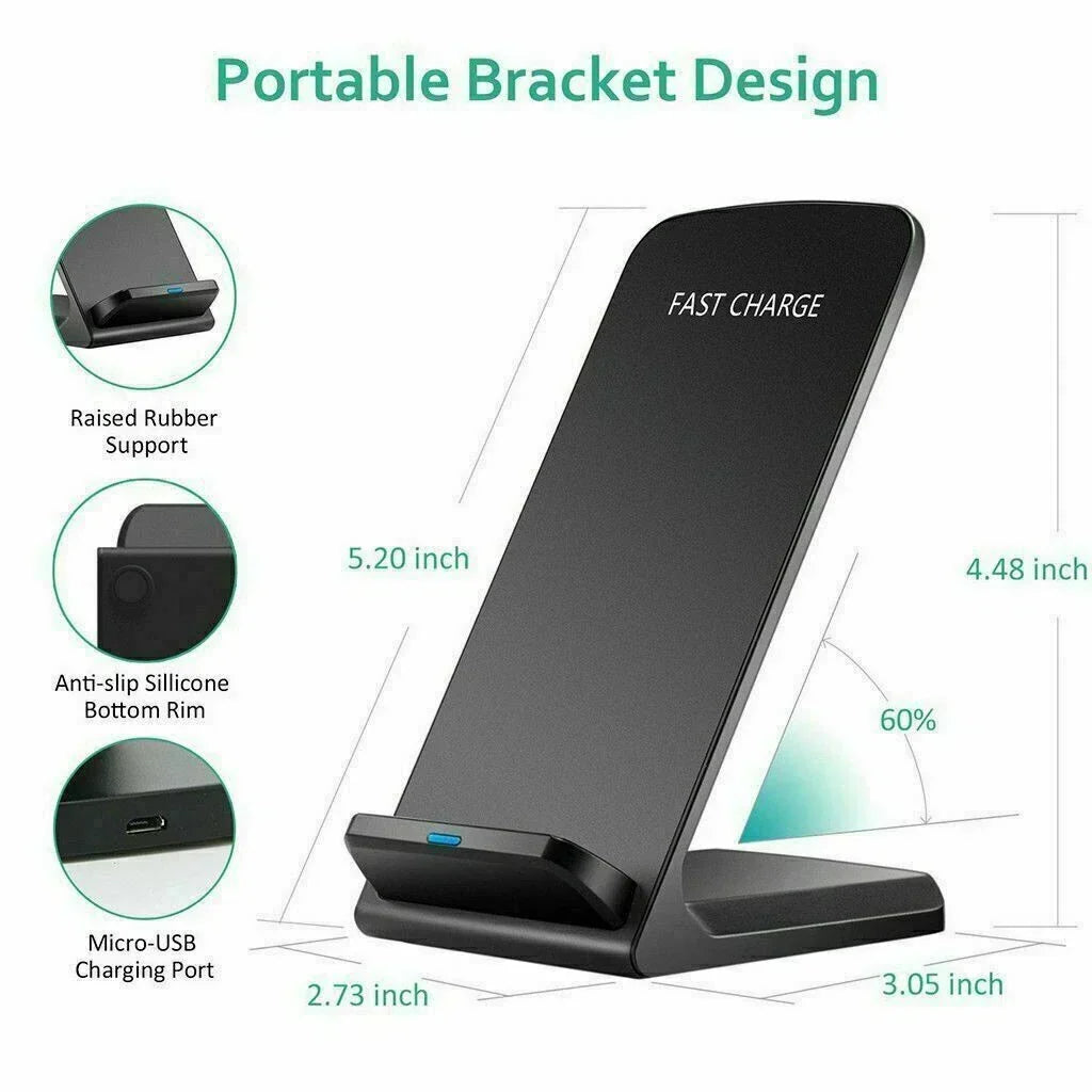 2 Coils Fast Wireless Charger Qi Charging Stand Fan For Samsung, iPhone, Huawei — alternate product view 2