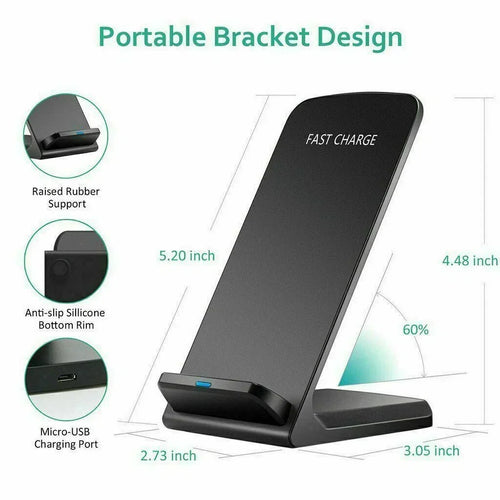 2 Coils Fast Wireless Charger Qi Charging Stand Fan For Samsung, iPhone, Huawei — alternate product view 2