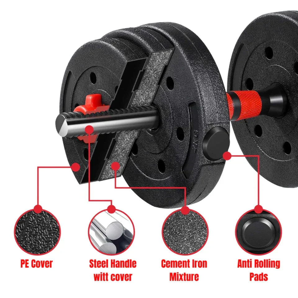 30kg Dumbbells Barbell Set with Connecting Rod — alternate product view 6