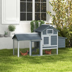 PawHut Chicken Coop Hen Cage Small Animal Hutch Nesting Box Outdoor Run Grey — alternate product view 2