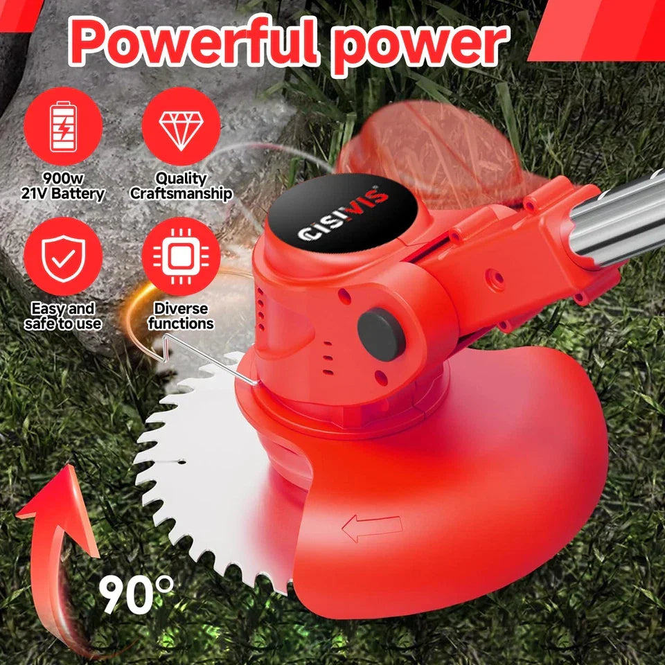21V Cordless Electric Strimmer Grass Trimmer Weeder Garden Edger 2 Battery Wheel — alternate product view 3