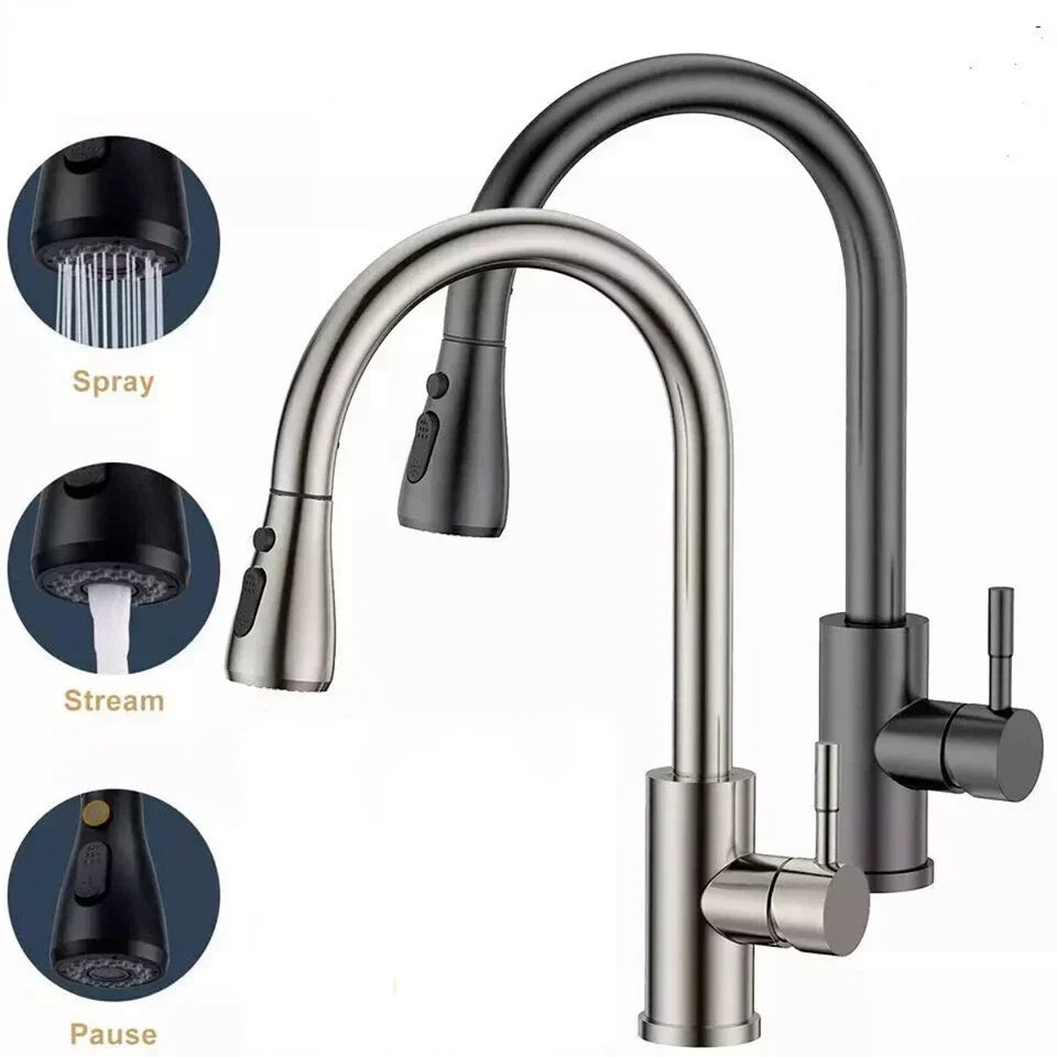 360° Kitchen Sink Mixer Taps Pull Out Spout Spray Single Lever Modern — alternate product view 7