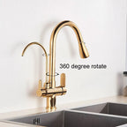 Modern Mono Kitchen Sink Mixer Taps 360° Pull Out Spray Spout Twin Lever 3 Way — alternate product view 13