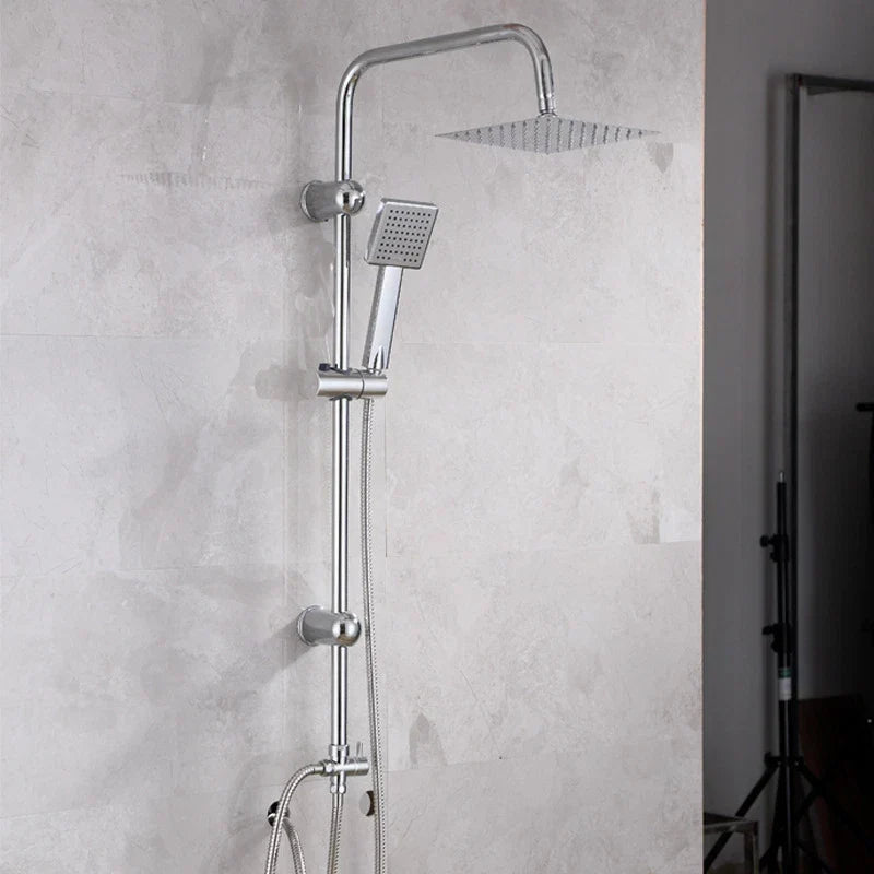 Shower Kit Twin Head 2 Mixer Shower Heads Rail Hose Riser Square Bathroom Set — alternate product view 9