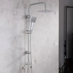 Shower Kit Twin Head 2 Mixer Shower Heads Rail Hose Riser Square Bathroom Set — alternate product view 9