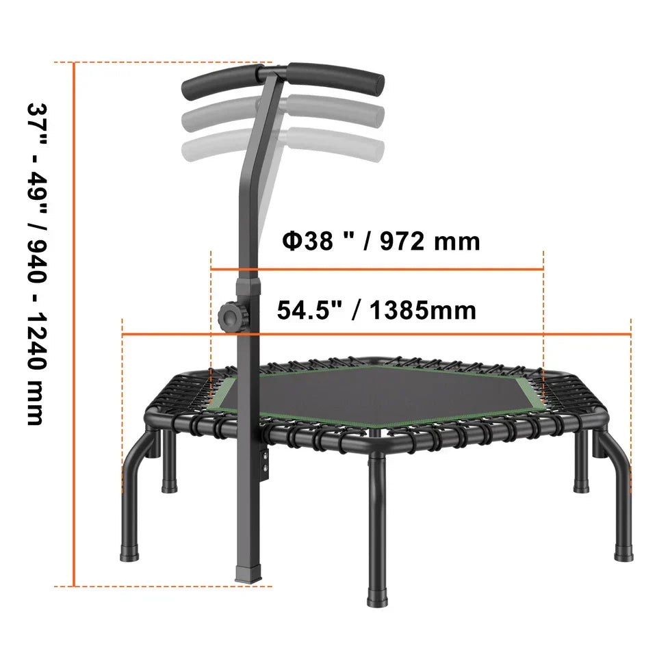 54.5" Mini Fitness Trampoline Adults Indoor Exercise Rebounder with Handle — alternate product view 8