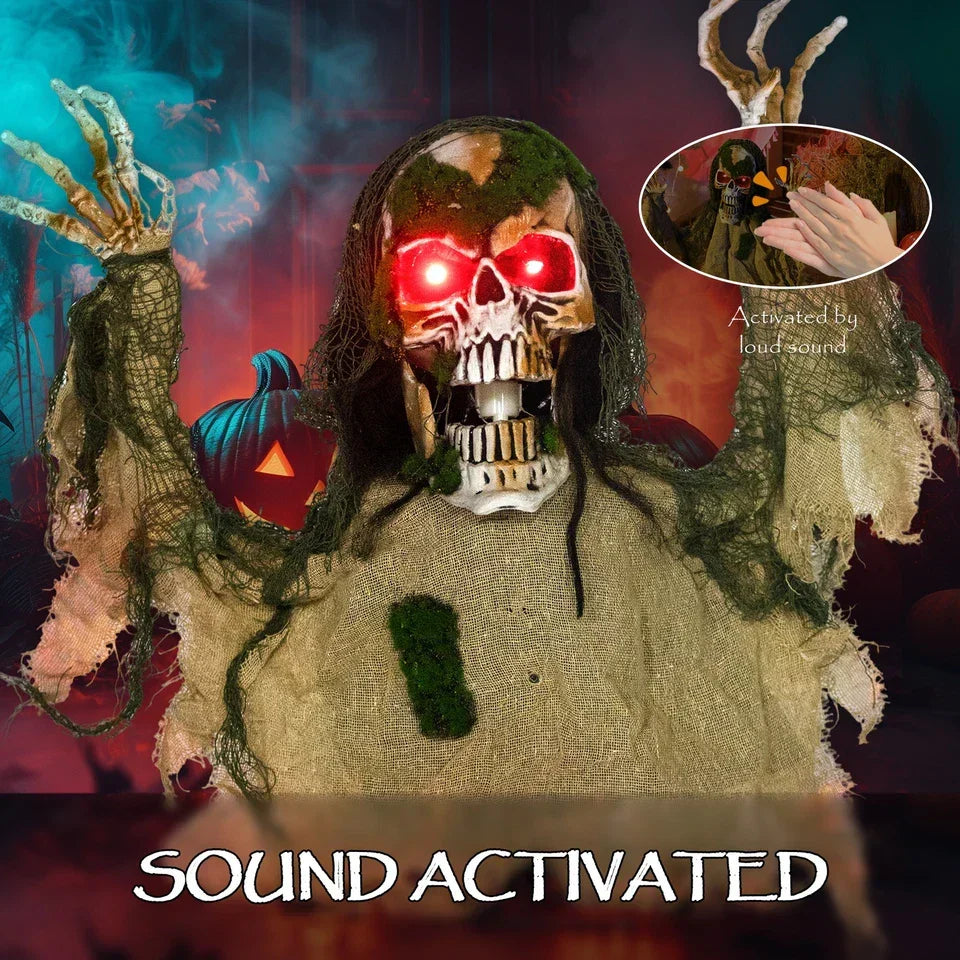 Halloween Animated Skeleton with Glowing LED Eyes, Scary Halloween — alternate product view 3