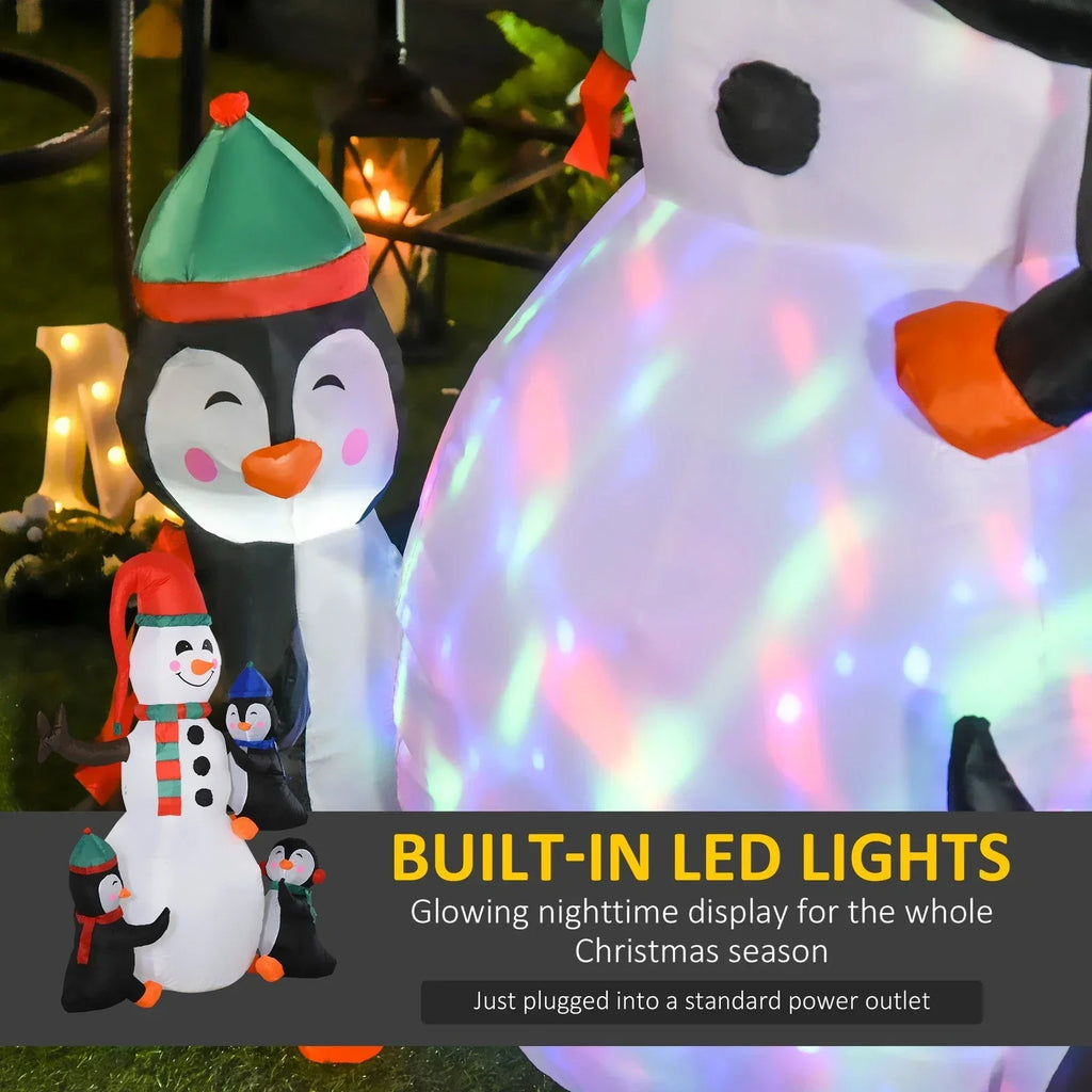 6ft Inflatable Christmas Decoration Snowman Three Penguins LED Lighted Outdoor — alternate product view 5