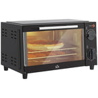 HOMCOM 9L Mini Oven with 60-Minute Timer — 750W Black — on a clean white background