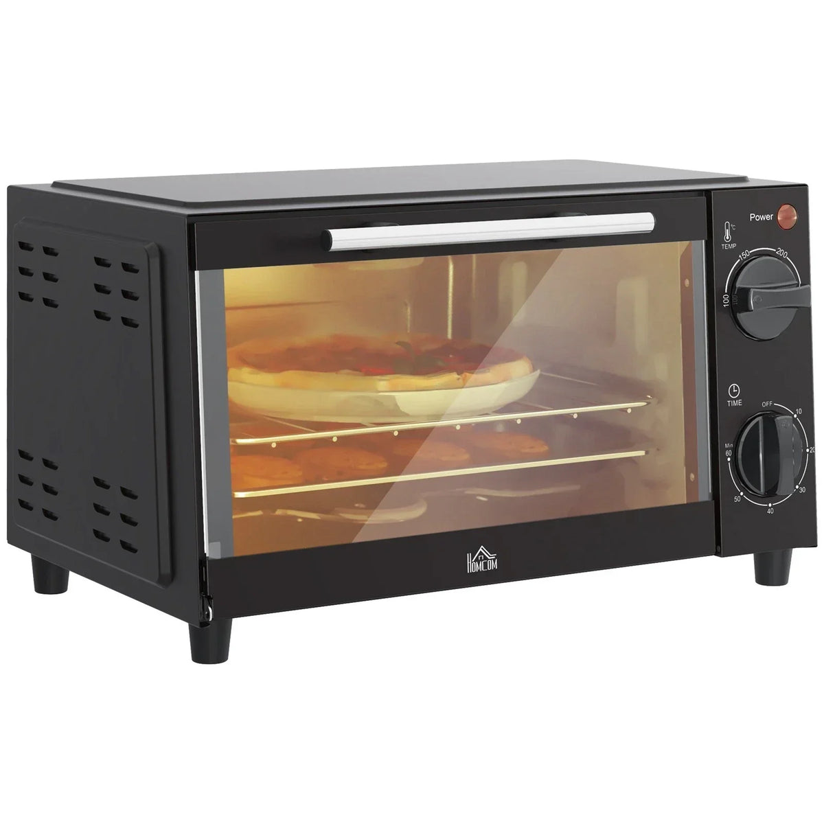 HOMCOM 9L Mini Oven with 60-Minute Timer — 750W Black — on a clean white background