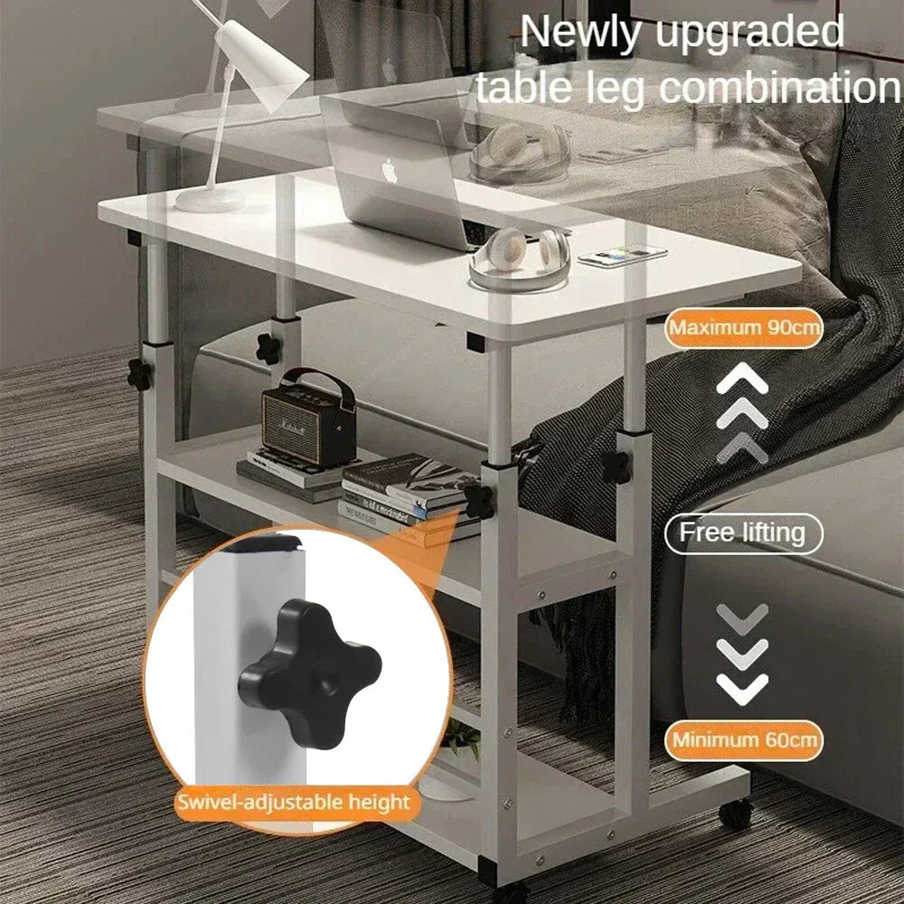 Adjustable Height Small PC Computer Desk Mobile Overbed Table Laptop Stand Shelf — alternate product view 3