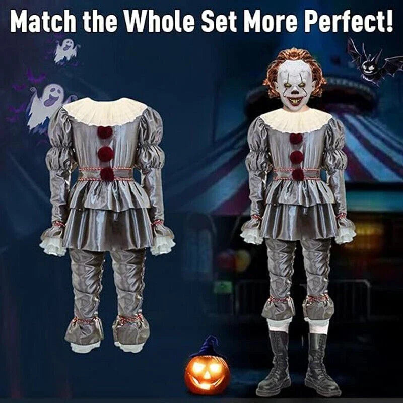 Adult Pennywise Clown Costume Halloween Cosplay Suit Outfit Fancy ( Dress Only) — alternate product view 10