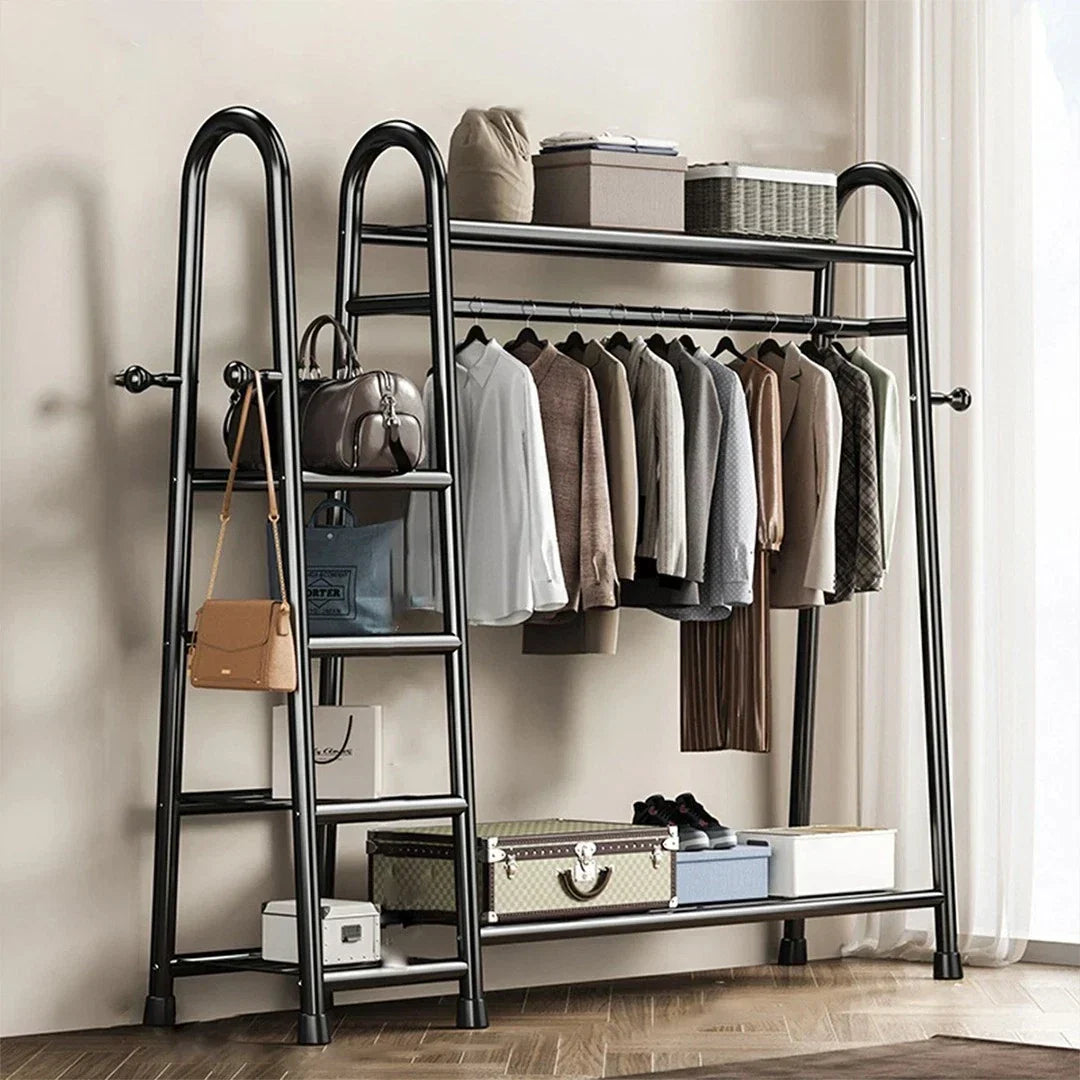 Heavy Duty Double Clothes Rail Rack Garment Hanging Stand Open Wardrobe Shelf — alternate product view 5