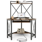 Corner Desk Space-Saving Computer Desk Home Office Study Writing Desk w/Shelves — on a clean white background