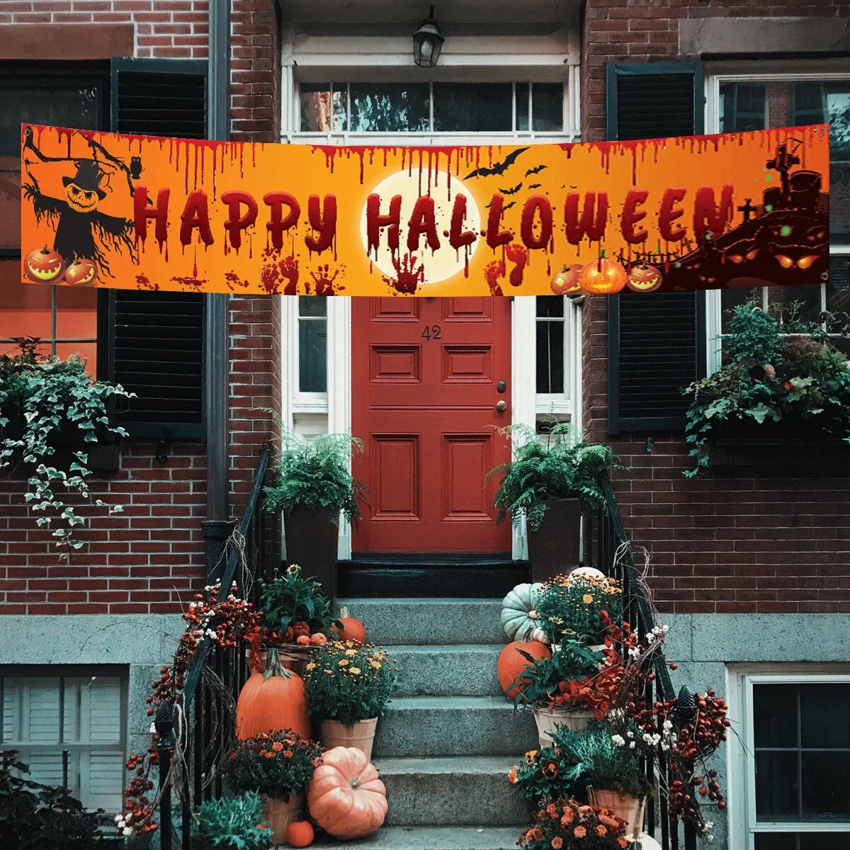 Happy Halloween Hanging Banner Flag Party Celebrate Foldable Home Outdoor Decor — alternate product view 5