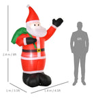 8ft Christmas Inflatable Santa Claus with Gift Bag LED Lights Outdoor Decor — on a clean white background