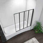 Matt Black 4 Fold Folding Bath Screen Shower Bathroom 4mm Glass Panel 900x1400 — main product view