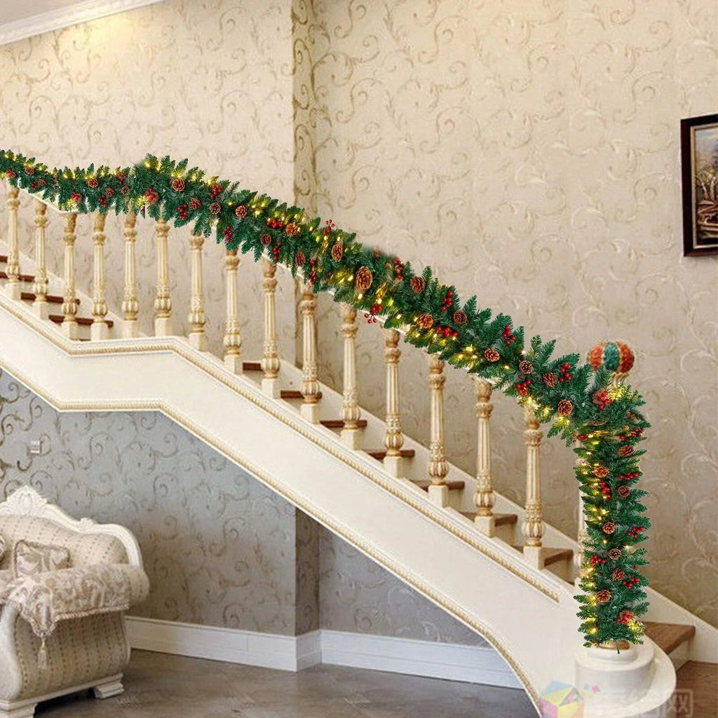 9ft Christmas Garland Snow Flocked With Lights Pinecones Berries Wreath Bushy — alternate product view 13